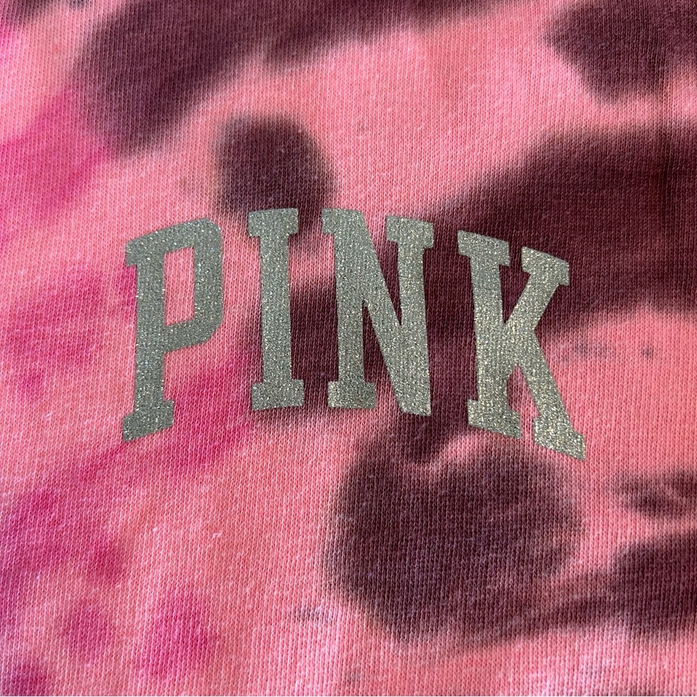 NEW Pink Tie Dye Crewneck Sweatshirt Sparkle Graphic Extra Small XS - Picture 4 of 5